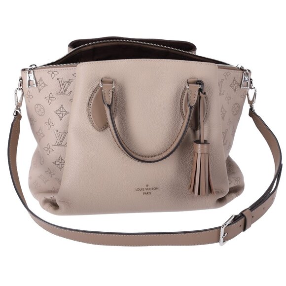 Louis Vuitton Haumea Mahina Satchel Handbag M55031 Galet Grey Leather Tassel - Picture 15 of 17